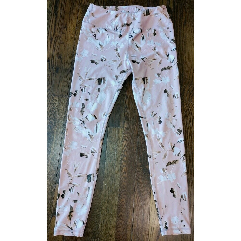 Anthropologie Allfenix Women's Leggings Medium Floral Pink Athleisure Stretch